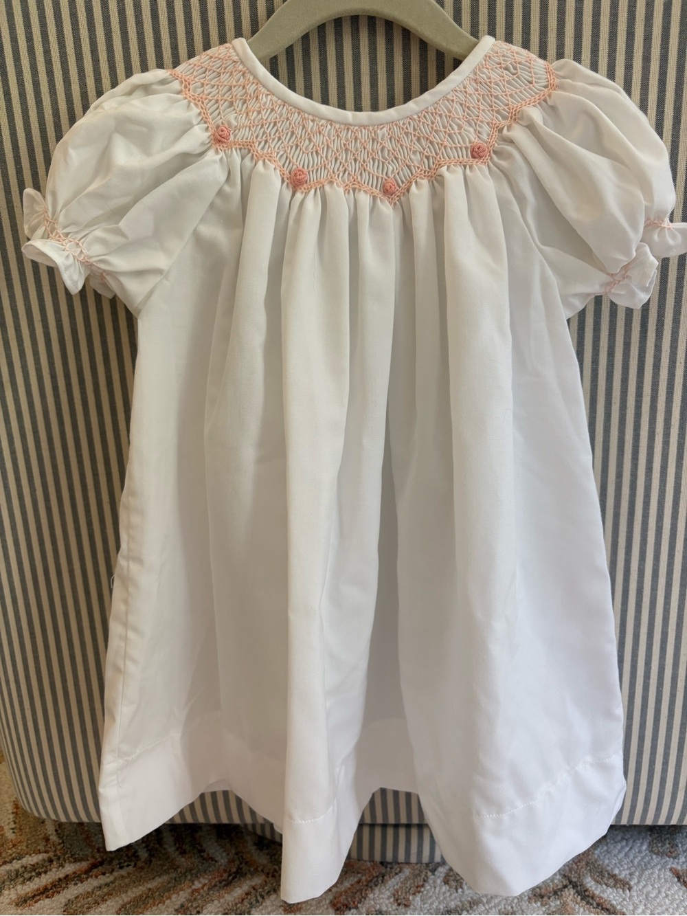 Sweet Dreams White Dress with Pale Pink Smocking 12 month